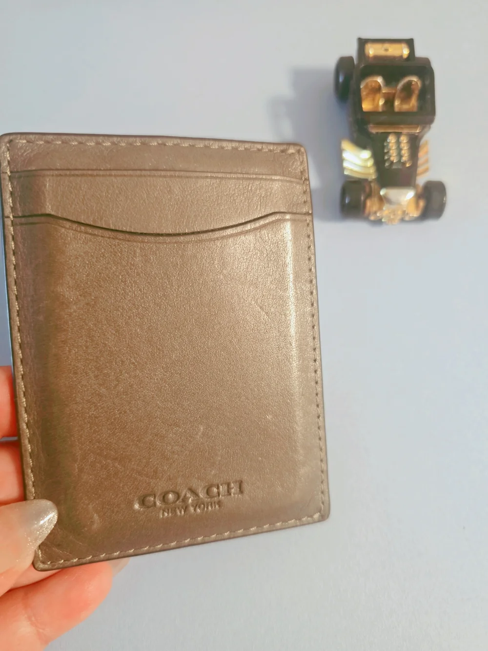 COACH Brown Leather Card Holder - Slim Men's Wallet